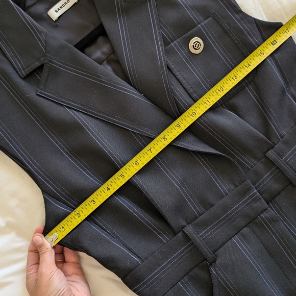 NWT Sandro Vaiana Stripe Tailored Wool Sleeveless Blazer Dress, size 38 - Picture 10 of 12